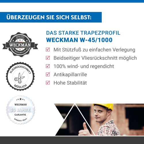 Trapezblech W-45/1000 | Stahl 0,50 mm | 80 µm Shimoco | RAL 7016 Anthrazitgrau #2