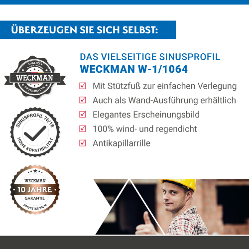 Wellblech W-1/1064 | Dachprofil | Stahl 0,50 mm | 25 µm Polyester | RAL 8012 Rotbraun | Anti-Tropf 70 #3