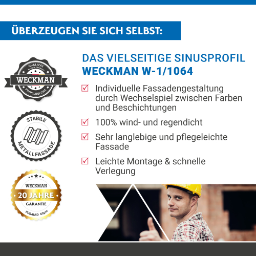 Wellblech W-1/1064 | Wandprofil Stahl 0,75 mm | 60 µm Puramid | RAL 7016 Anthrazitgrau Wellblech W-1/1064 | Wandprofil | Stahl 0,75 mm | 60 µm Puramid | RAL 7016 Anthrazitgrau #2