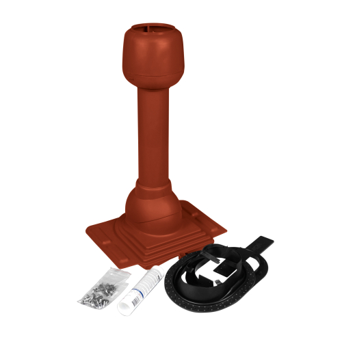 Dunstrohr mit Grundplatte aus Kunststoff Für Trapez- & Wellbleche (Außer W-33/500) | Farbe 29 - Rot Dunstrohr mit Grundplatte aus Kunststoff