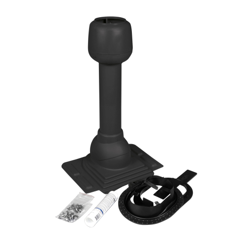 Dunstrohr mit Grundplatte aus Kunststoff Für Trapez- & Wellbleche (Außer W-33/500) | Farbe 33 - Schwarz Dunstrohr mit Grundplatte aus Kunststoff