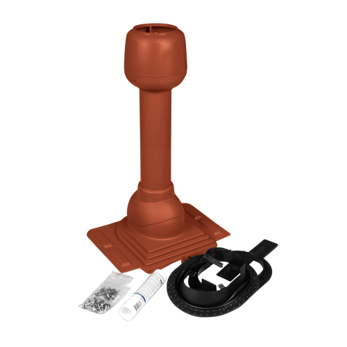 Dunstrohr mit Grundplatte aus Kunststoff Für Trapez- & Wellbleche (Außer W-33/500) | Farbe 75 - Ziegelrot Dunstrohr mit Grundplatte aus Kunststoff