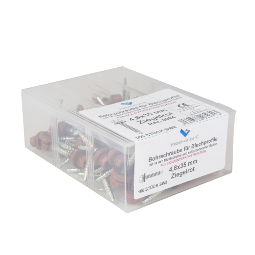 SKH-Schrauben | Kunststoff-Box | 4,8 x 35 mm | 100 Stück | RAL 8004 Kupferbraun #1