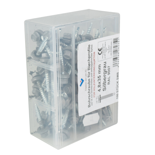 SKH-Schrauben | Kunststoff-Box | 4,8 x 35 mm | 100 Stück | RAL 9007 Graualuminium #2