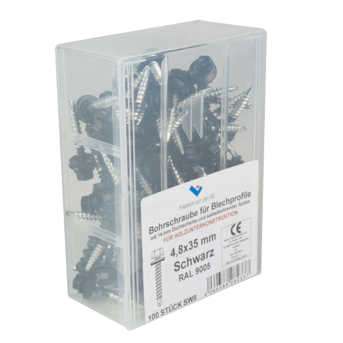 SKH-Schrauben | Kunststoff-Box | 4,8 x 35 mm | 100 Stück | RAL 9005 Tiefschwarz #2