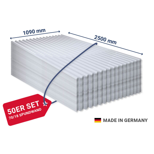 PVC Spundwandplatte | 70/18 | Klar | Länge: 2500 mm | Anzahl: 50 Stk. | Farbe: Klar #1