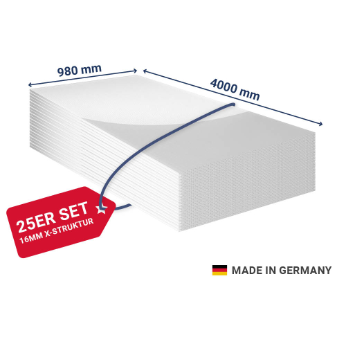 X-Strukturplatte | Extra Stark | 16 mm | Länge: 4000 mm | Anzahl: 25 Stk. | Farbe: Klar | Breite: 980 mm #1