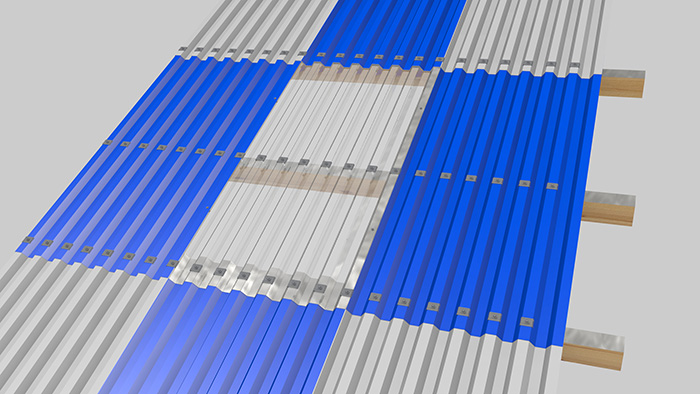 Montage von Industrie Lichtplatten (Trapezplatten) mit Profilblechen.