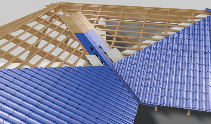 Montage eines Kehlblechs - Rendering