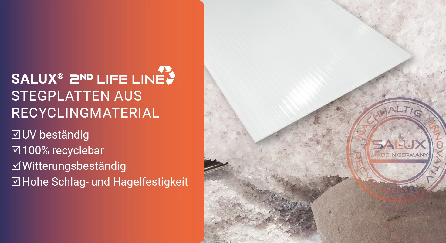 Nachhaltige Recycling Stegplatten von der Marke Salux!