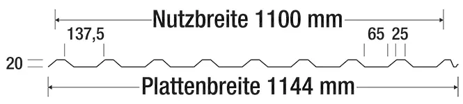 Technische Zeichnung des VLF-20/1100 Profils